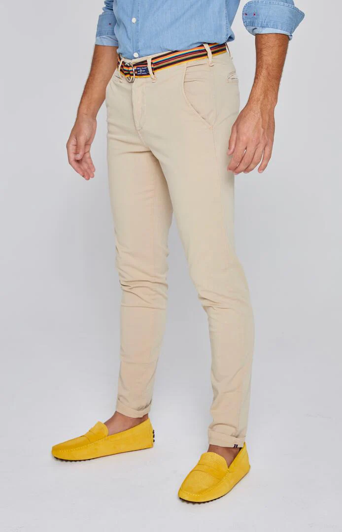 JACOBSON – Pantalon Chino coton stretch Coupe slim – Homme – Beige – Image 2