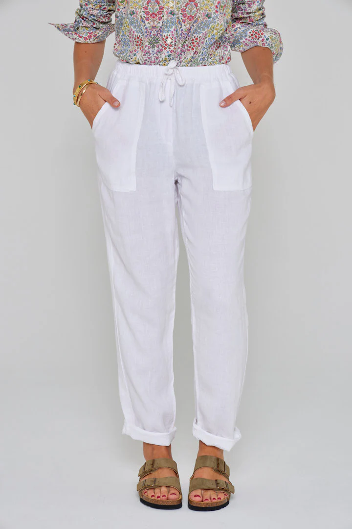 ZABOU – Pantalon Lin Coupe Droite – Femme – Blanc – Image 2