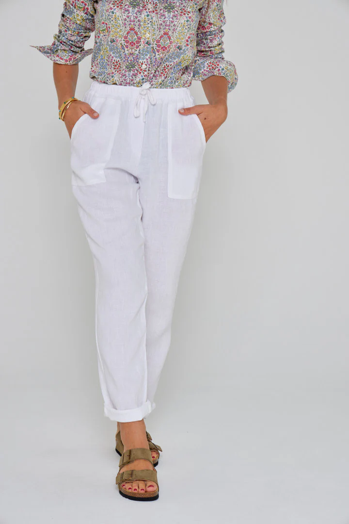 ZABOU – Pantalon Lin Coupe Droite – Femme – Blanc – Image 4