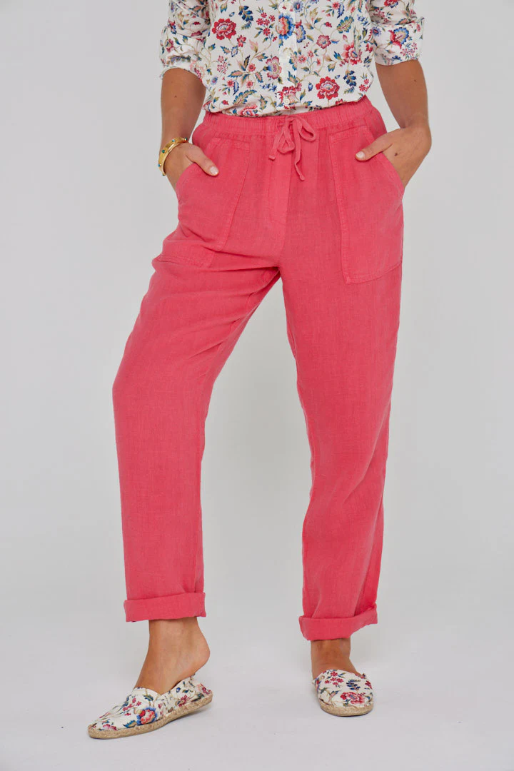 ZABOU – Pantalon Lin Coupe Droite – Femme – Fraise – Image 4