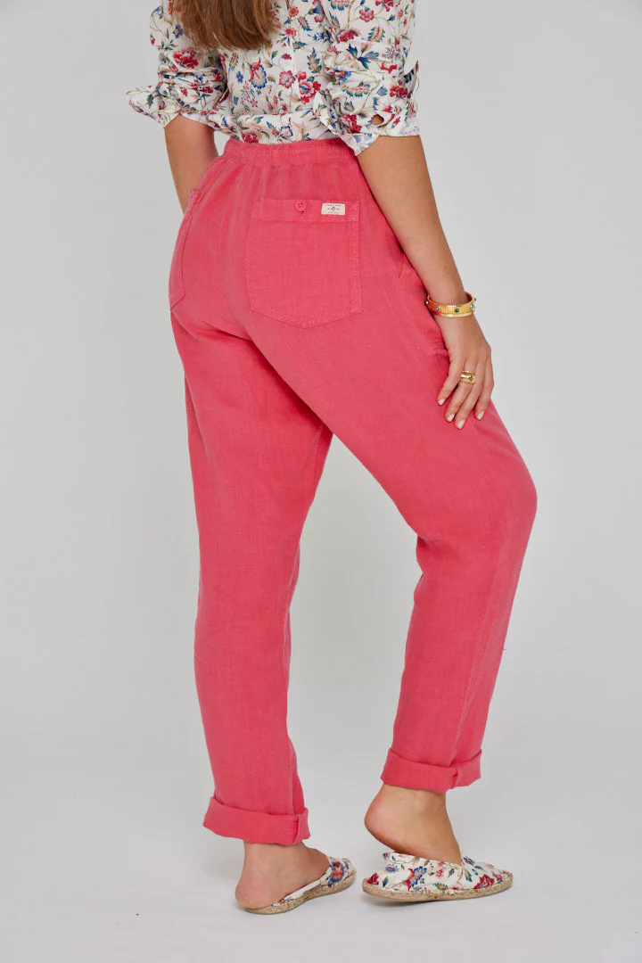ZABOU – Pantalon Lin Coupe Droite – Femme – Fraise – Image 5