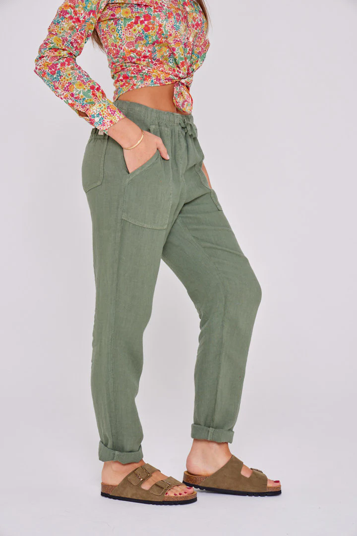 ZABOU – Pantalon Lin Coupe Droite – Femme – Kaki – Image 5